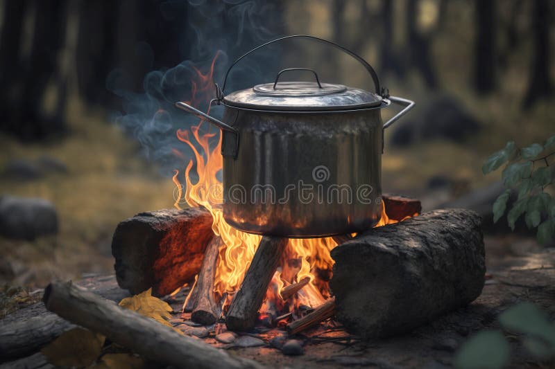 https://thumbs.dreamstime.com/b/camping-kettle-hangs-over-fire-forest-summer-active-holidays-vacation-fresh-food-simmers-cooking-ai-generated-272889086.jpg