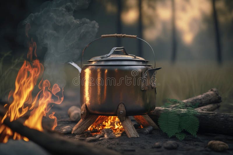 Kettle on the fire at the viking festival in - Stock Photo [105991655] -  PIXTA