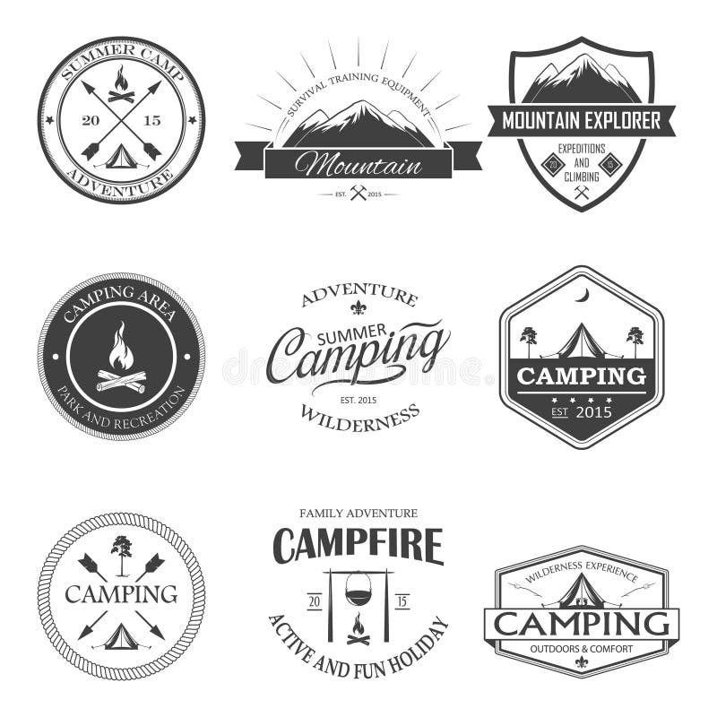 Camping labels set royalty free illustration Camping labels set royalty free illustration