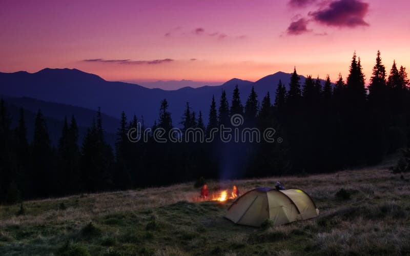 Camping in mountains