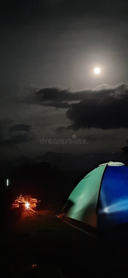 Camping Night at Bathalegala Mountain Stock Photo - Image of ...