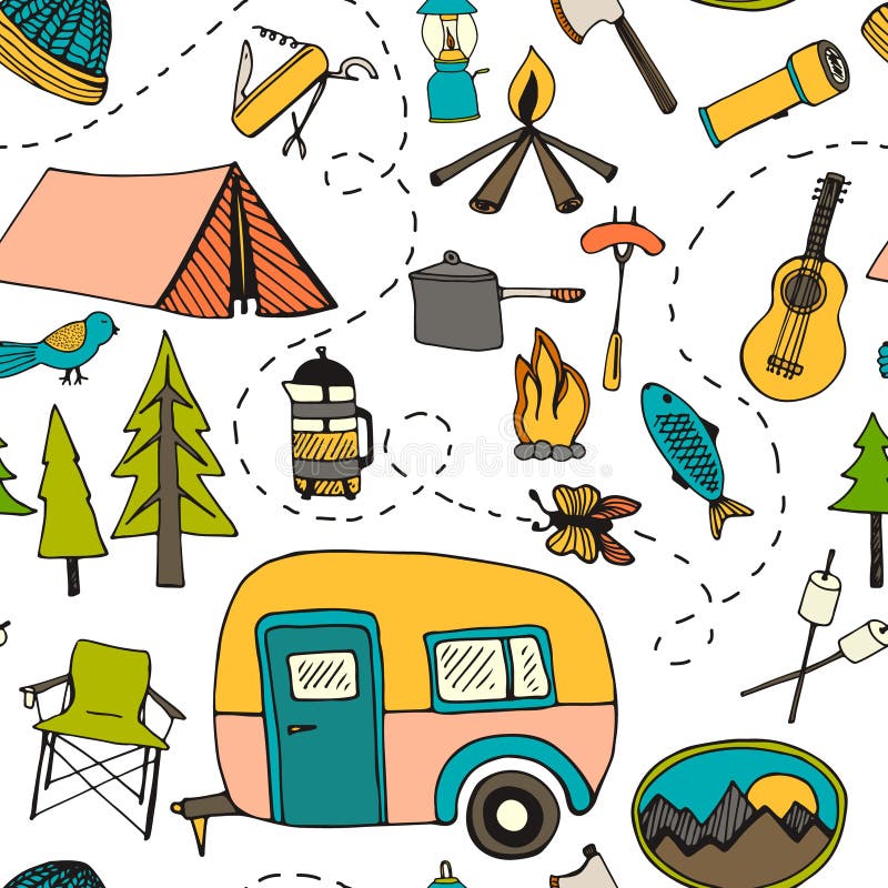 Camping pattern stock illustration