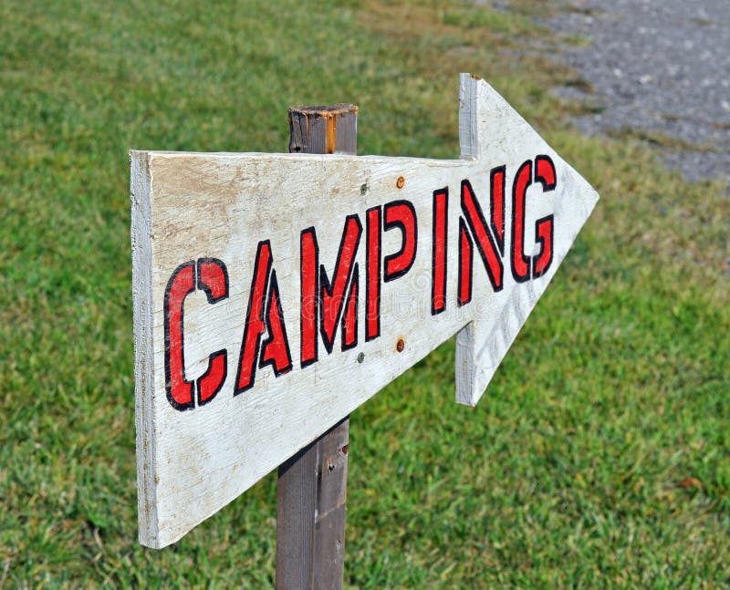 Camping Sign stock photo. Image of arrow, road, outdoors - 16583902