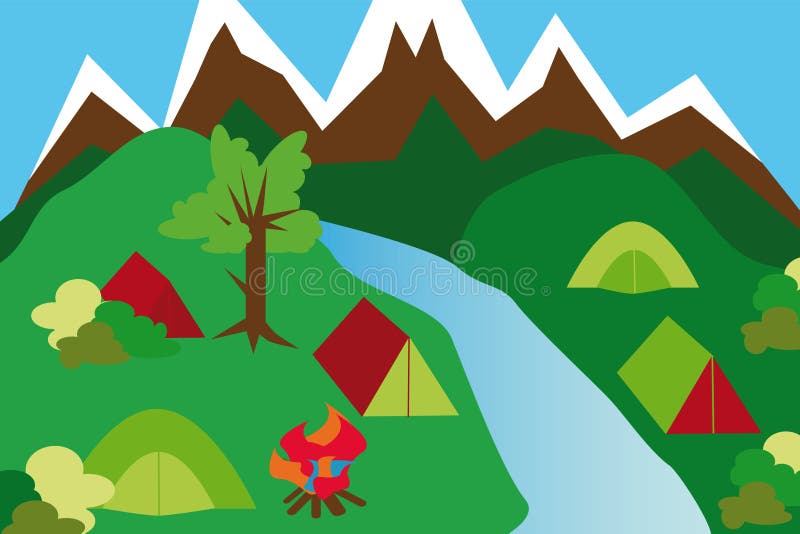 Camping site in a mountain landscape