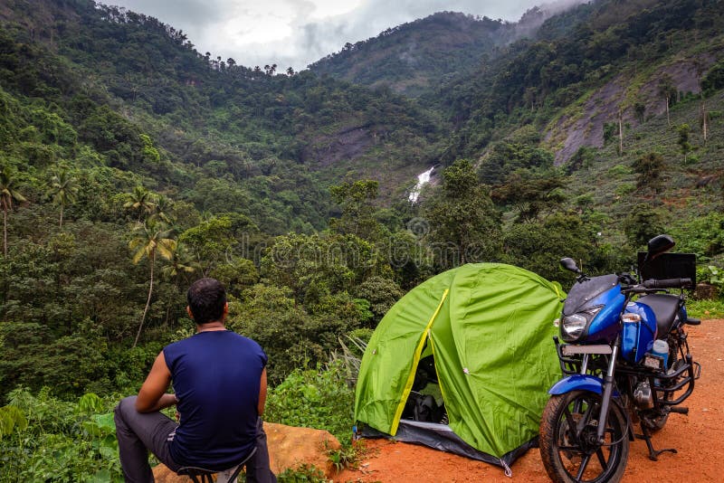 Camping solo traveller life in forest royalty free stock photos Camping solo traveller life in forest royalty free stock photos