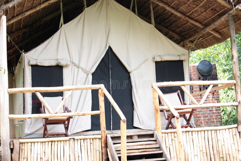 Camping Tent In African Jungle Stock Image Image of bhote, koshi