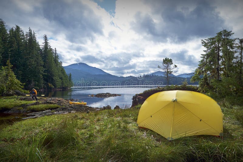 Camping Tent on Coastline of Alaska Stock Photo Image of forest