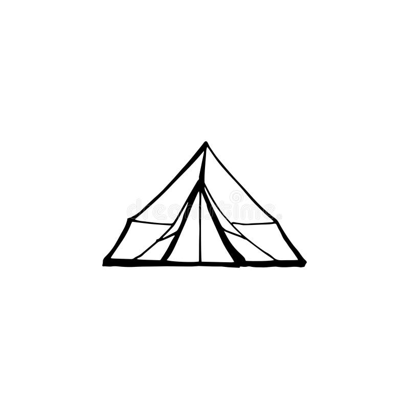Camping Tent. Hand Drawing Sketch Vector Illustration Isolated On White