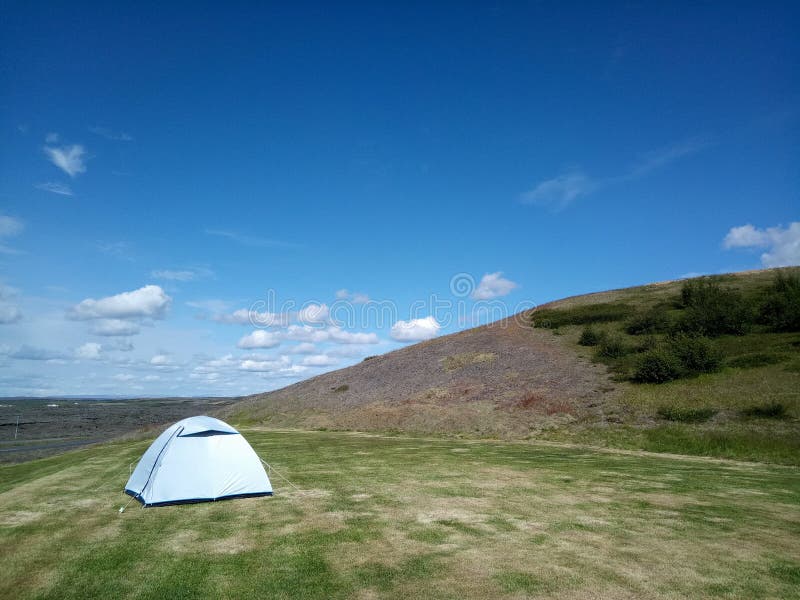 Camping Tent on the Hill,Iceland. Stock Image Image of environment