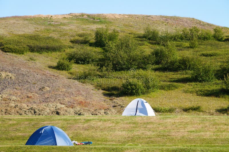 Camping Tents on the Hill,Iceland. Stock Image Image of hill, camping