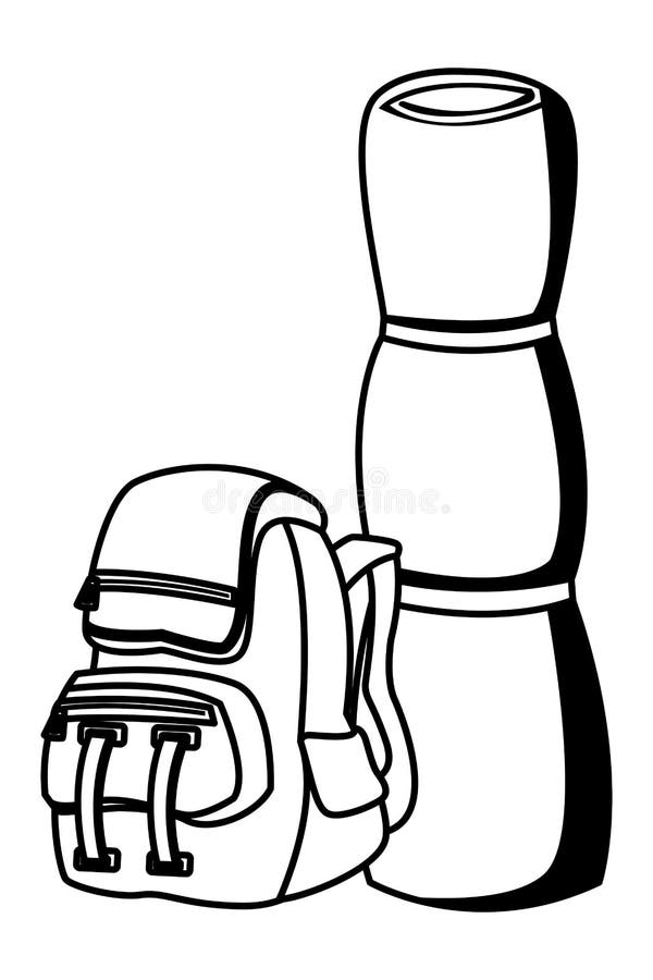 Camping Travel Backpack with Sleeping in Black and White Stock Vector - Illustration of sleeping, camping: 152871821 Camping Travel Backpack with Sleeping in Black and White Stock Vector - Illustration of sleeping, camping: 152871821