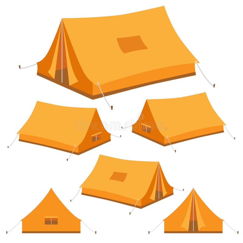 Campingowy namiot w 3D, isometric ilustracja wektor