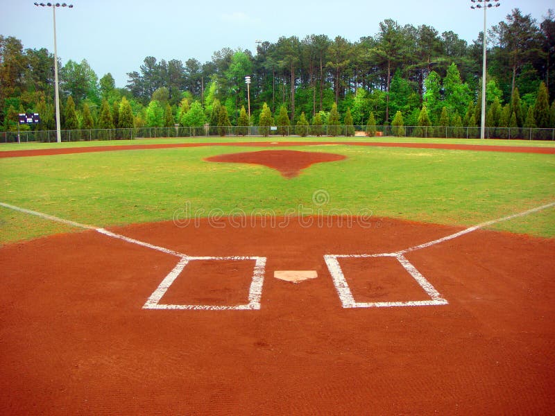 Baseball field with green grass and line. Baseball field with green grass and line