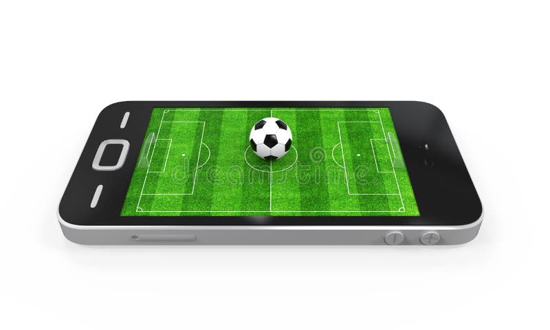 Jogo de futebol ao vivo em smartphone 3d com jogadores de futebol