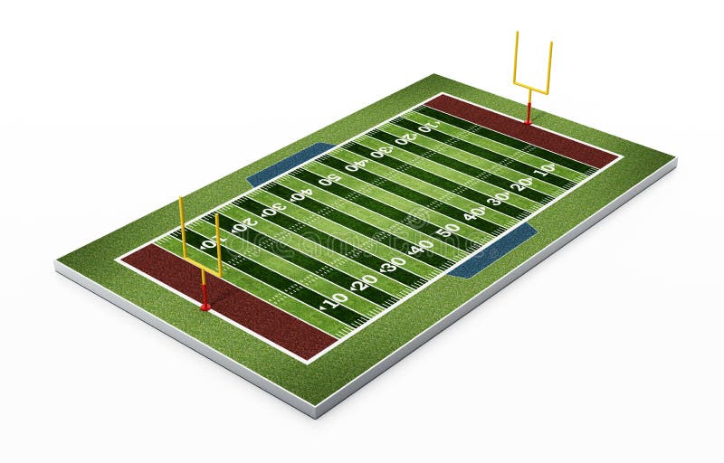 Campo de fútbol americano aislado en el fondo blanco ilustración 3D ilustración del vector Campo de fútbol americano aislado en el fondo blanco ilustración 3D ilustración del vector