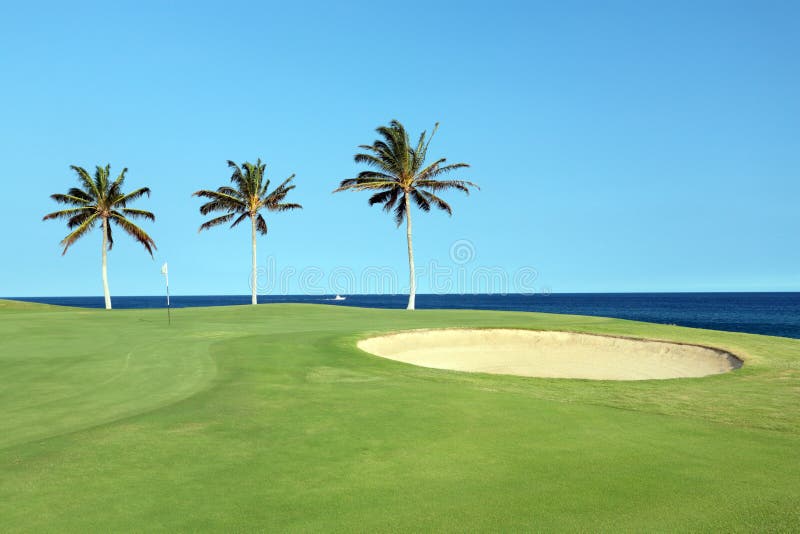 Golf Course on Lava Ocean Shore of Kona Island, HI. Golf Course on Lava Ocean Shore of Kona Island, HI