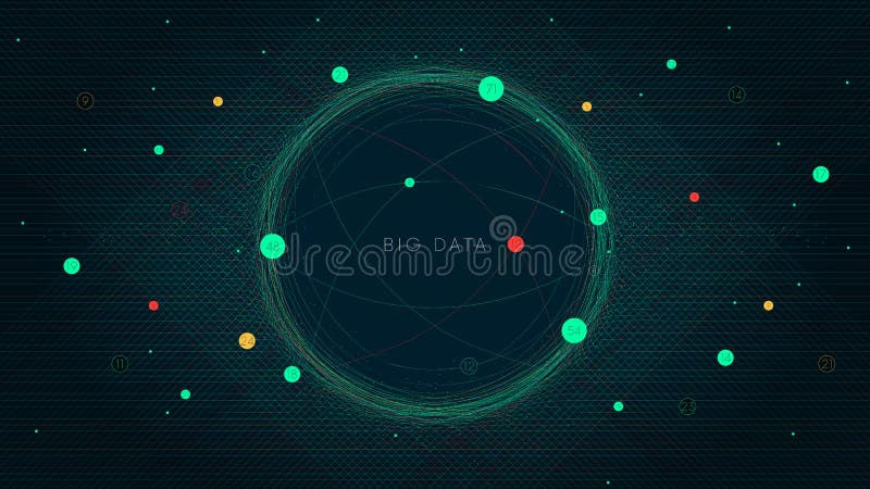 Campo de información para estructurar y analizar el fondo del flujo de datos digitales virtuales de big data con tecnología futuri ilustración del vector