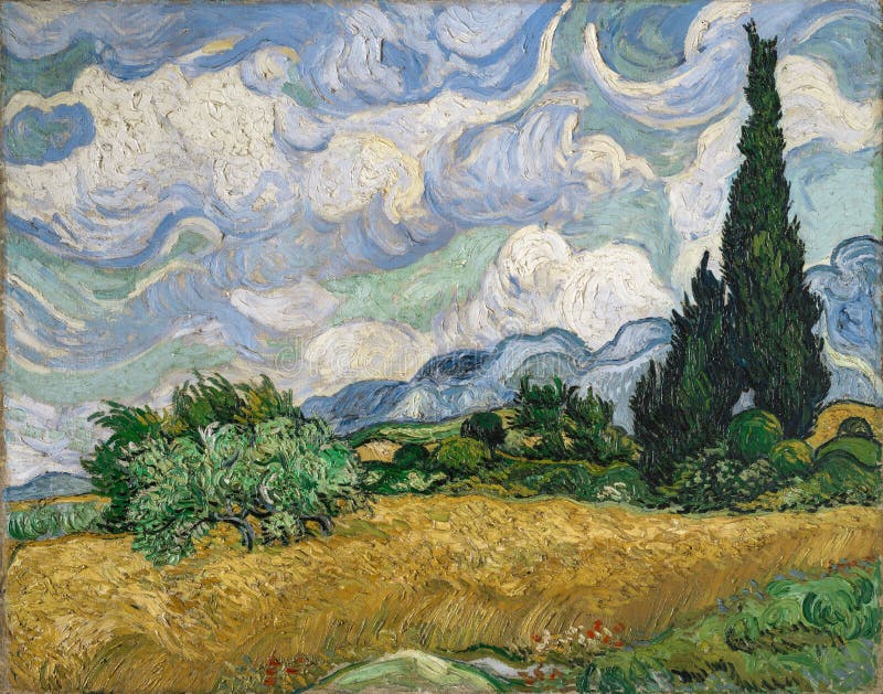 Vincent van Gogh Wheat Field with Cypresses, 1889, oil on canvas, Met, New York, United States. Vincent van Gogh Wheat Field with Cypresses, 1889, oil on canvas, Met, New York, United States