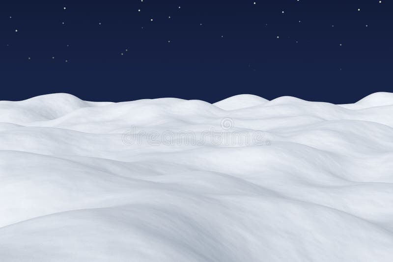 Campo di neve bianco al paesaggio artico di inverno di notte