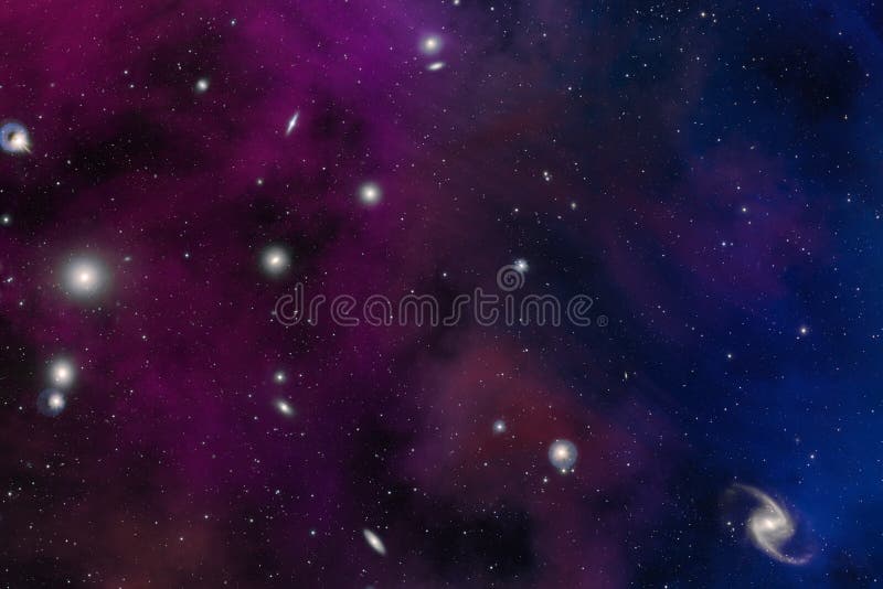 Campo estelar, nebulosas, galáxias e nuvens de poeira no espaço exterior ilustração do vetor Campo estelar, nebulosas, galáxias e nuvens de poeira no espaço exterior ilustração do vetor