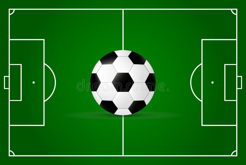 Campo realístico, de futebol e bola de futebol ilustração do vetor Campo realístico, de futebol e bola de futebol ilustração do vetor