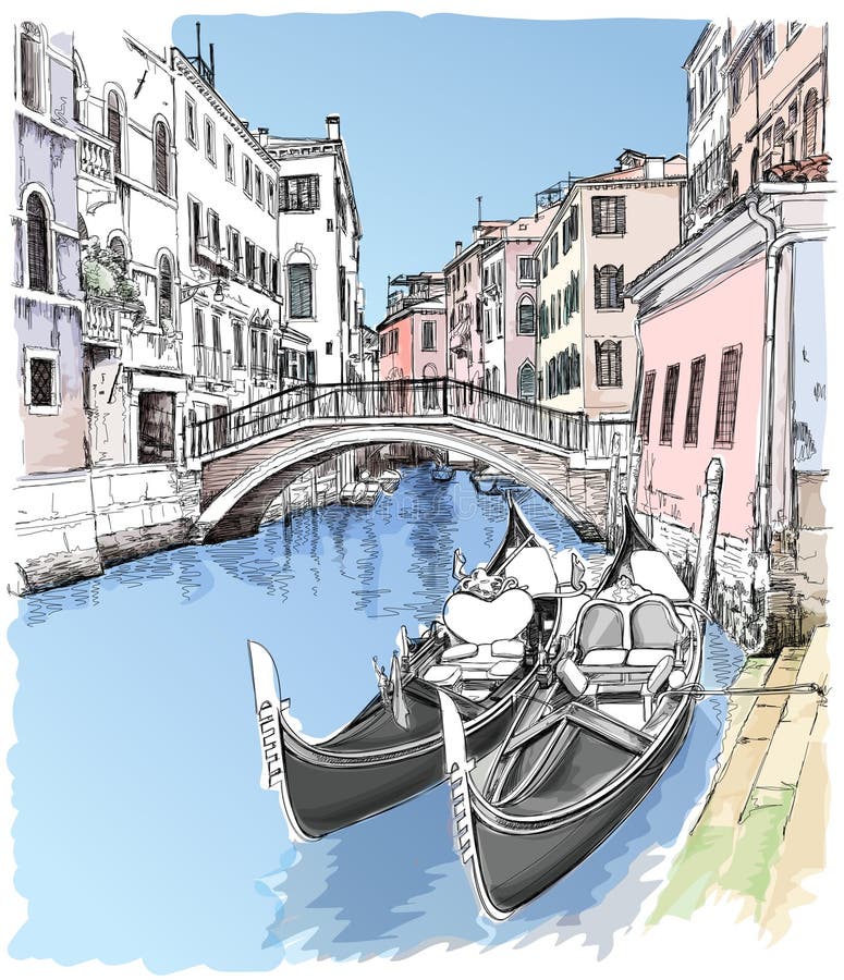 Ponte del Mondo Novo, Campo S.Maria Formosa. Venice, Italy / vector illustration