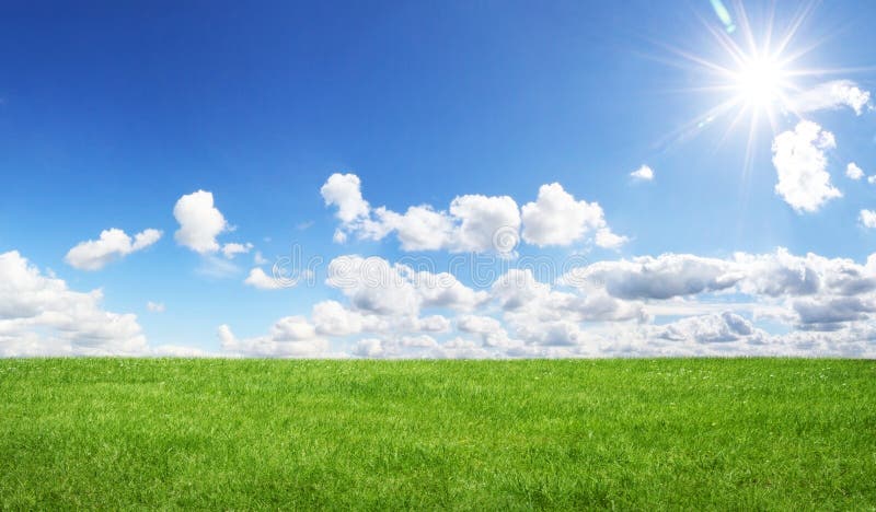 Campo verde y cielo azul ilustración del vector Campo verde y cielo azul ilustración del vector