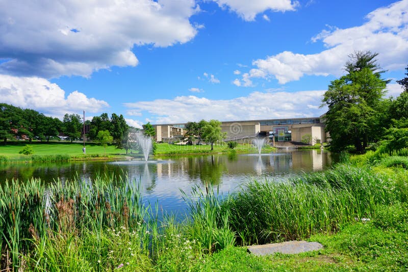 Campus pond stock photo. Image of curve, architecture - 99065388