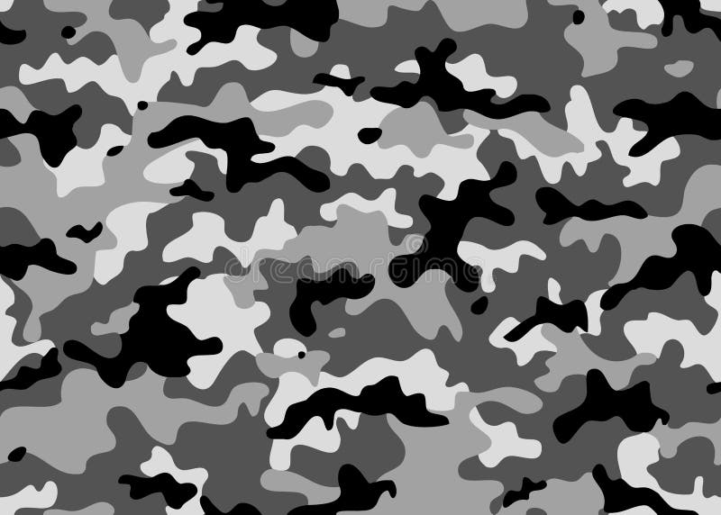 A camuflagem preto e branco repete sem emenda Camo do mascaramento Cópia clássica da roupa Teste padrão do monochrome do vetor