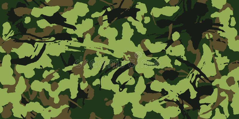 Abstract grunge camouflage, seamless pattern. Military camo texture with paint strokes and splashes elements, army or hunting green clothes. Wallpaper for textile and fabric. Fashion style. Vector. Abstract grunge camouflage, seamless pattern. Military camo texture with paint strokes and splashes elements, army or hunting green clothes. Wallpaper for textile and fabric. Fashion style. Vector
