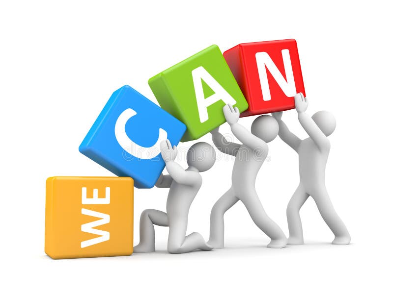 We Can Do it - 3 People Lifting Words Stock Illustration - Illustration ...