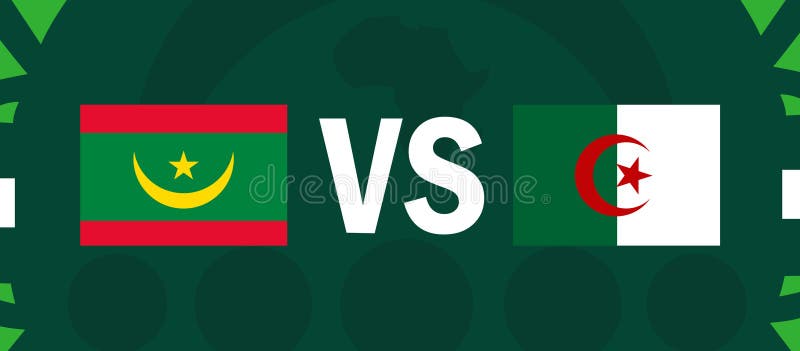 Mauritania And Algeria African Flags Nations 2023 Group D stock illustration