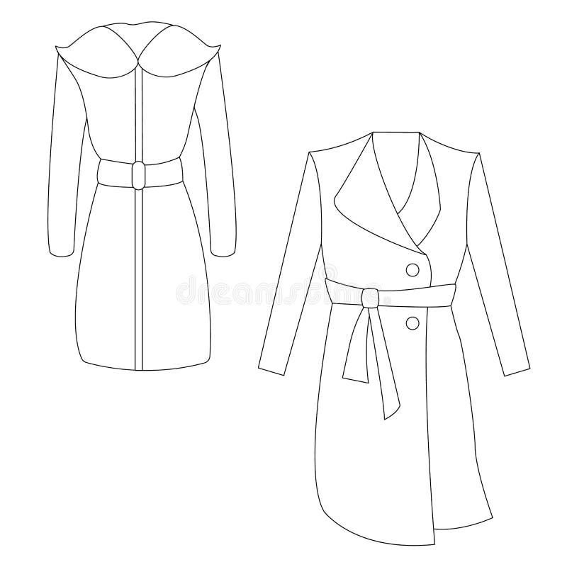 Outline Image of Coat and Raincoat. Stock Illustration - Illustration ...