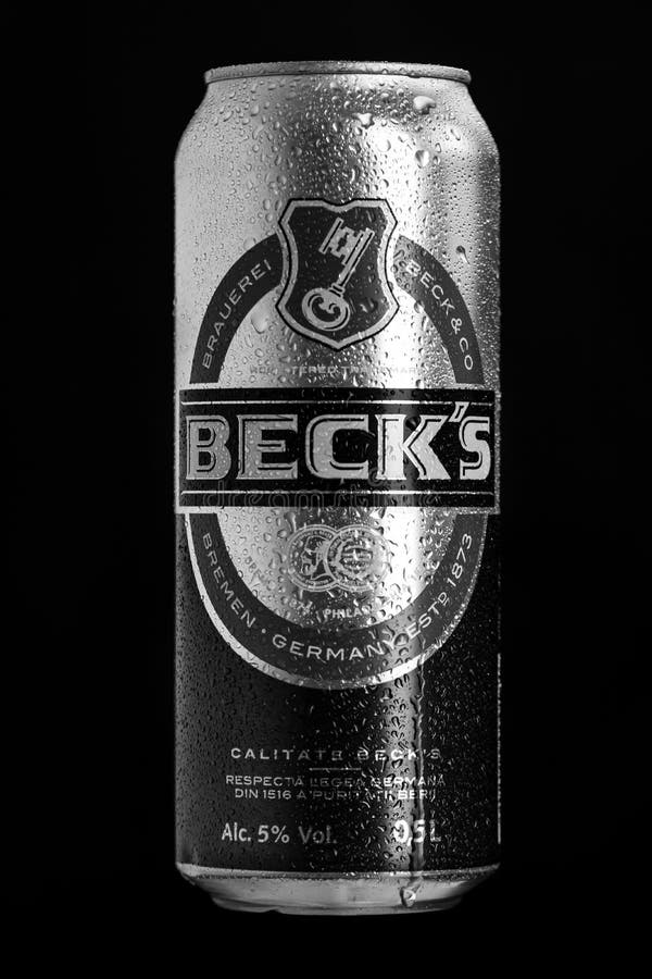 Can of Beck`s or Becks Beer. Bucharest, Romania, 2023 Editorial Photo