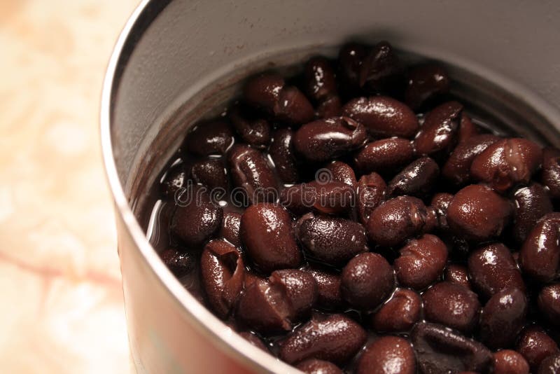 Can of Black Beans. A can juicy black beans royalty free stock images