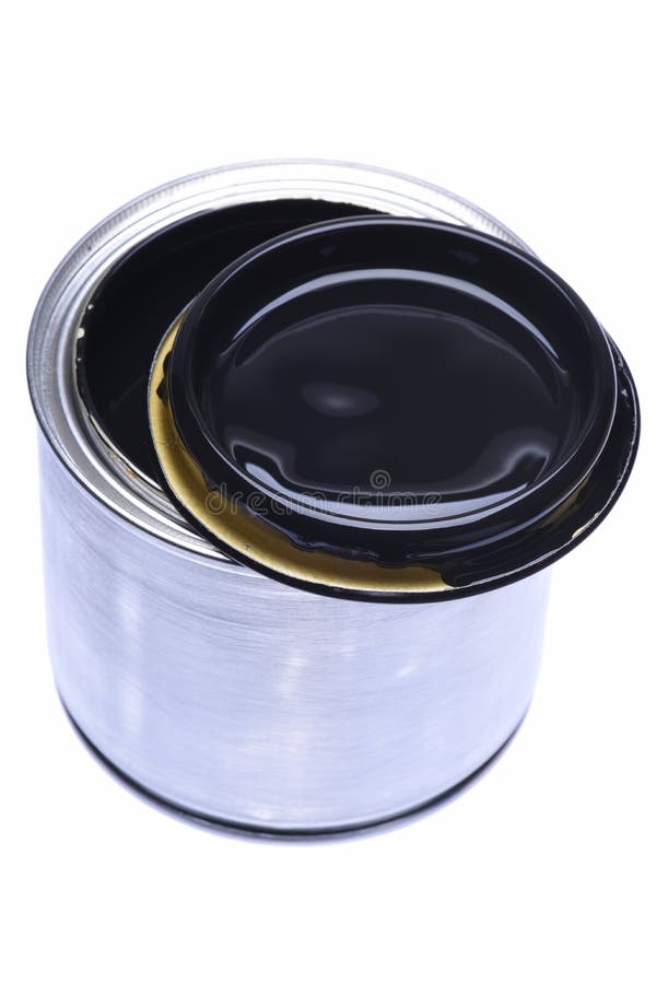 Can Lid With Black Paint Isolated On White Background Stock Photo