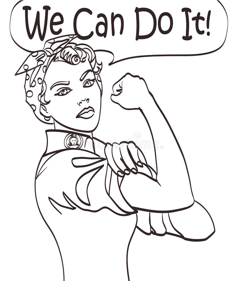 We Can Do It. Cool vector iconic woman's fist symbol of female power and industry. cartoon woman with can do attitude