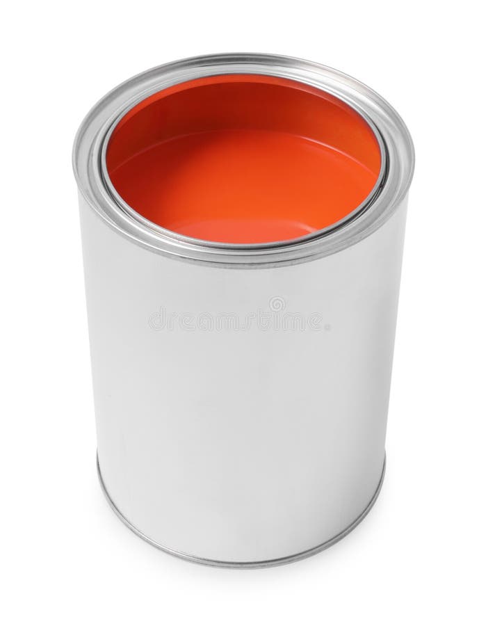 Can of Orange Paint Isolated on White Stock Image Image of design