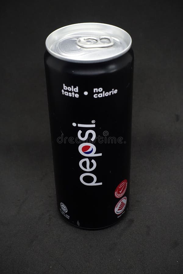 A Can of Pepsi Black Against Isolated Black Background Editorial ...