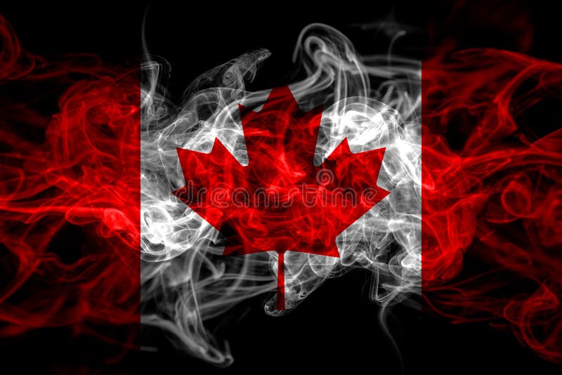 Canada, Canadian Smoke Flag Isolated On Black Background Stock