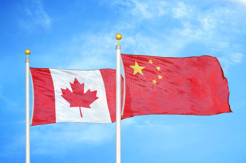Canada And China Half Flags Together Stock Photo - Image of macro ...