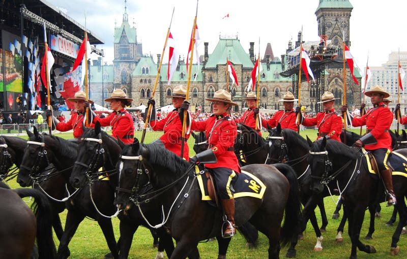Canada Day RCMP riding horses in Ottawa royalty free stock photo Canada Day RCMP riding horses in Ottawa royalty free stock photo