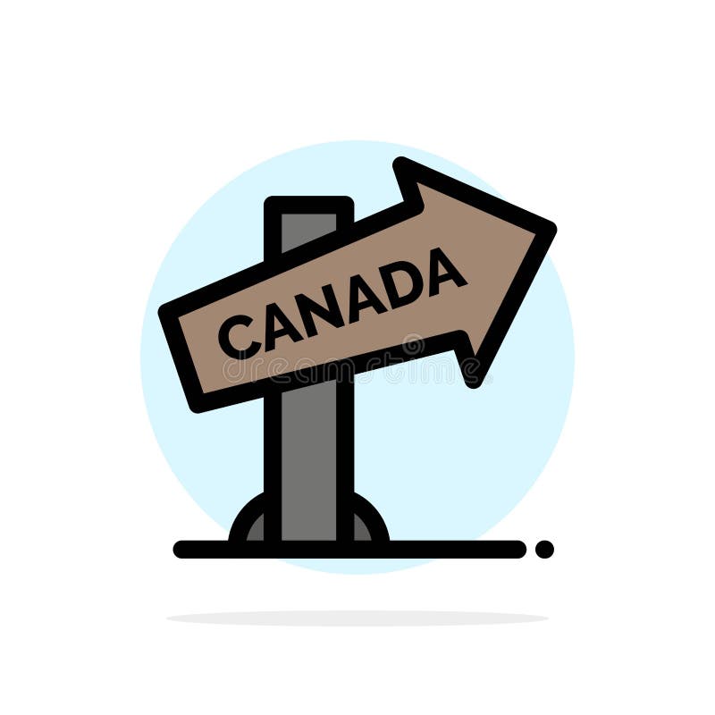 Canada, Direction, Location, Sign Abstract Circle Background Flat color Icon vector illustration