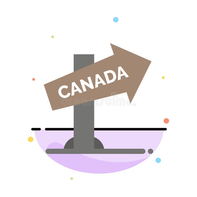 Canada, Direction, Location, Sign Abstract Flat Color Icon Template royalty free illustration