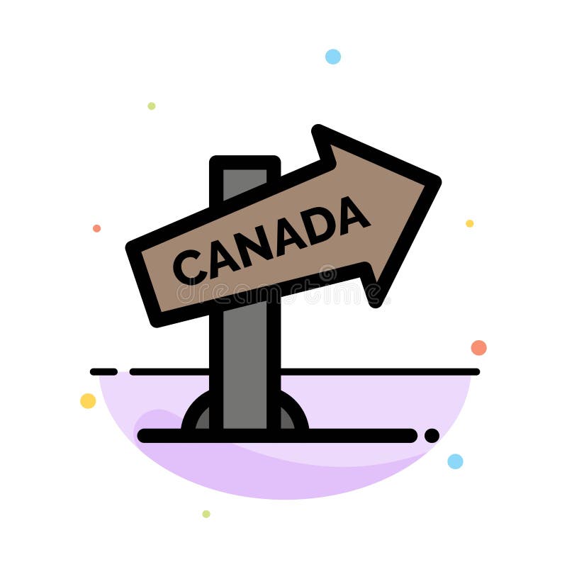Canada, Direction, Location, Sign Abstract Flat Color Icon Template vector illustration