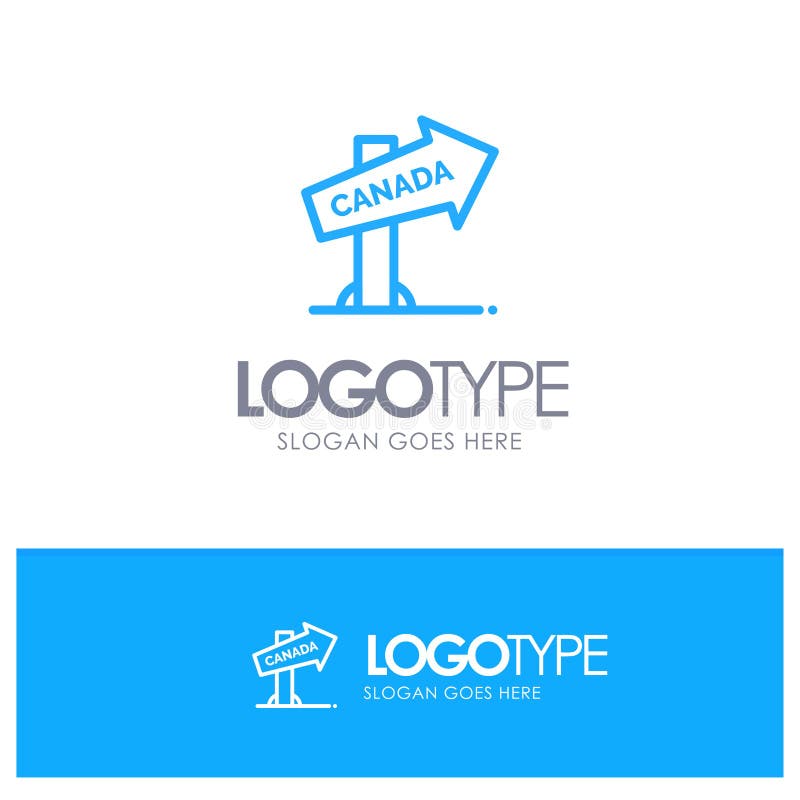 Canada, Direction, Location, Sign Blue outLine Logo with place for tagline vector illustration