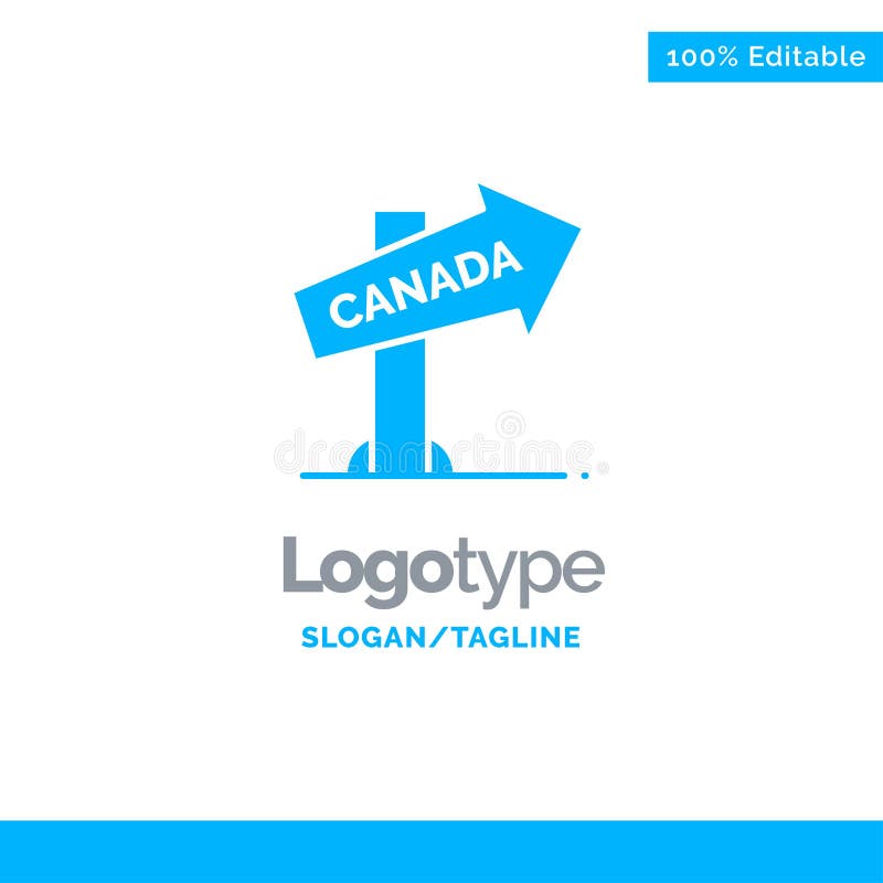 Canada, Direction, Location, Sign Blue Solid Logo Template. Place for Tagline royalty free illustration
