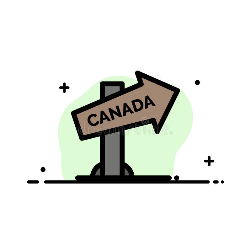 Canada, Direction, Location, Sign Business Flat Line Filled Icon Vector Banner Template royalty free illustration.