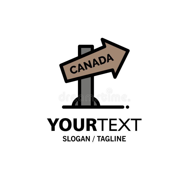Canada, Direction, Location, Sign Business Logo Template. Flat Color stock illustration