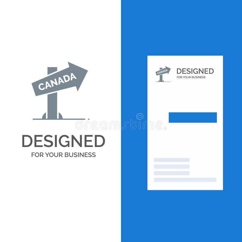 Canada, Direction, Location, Sign Grey Logo Design and Business Card Template vector illustration